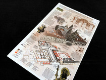 Spain Santiago de Compostela Cathedral Cathedral structure drawing poster decoration painting