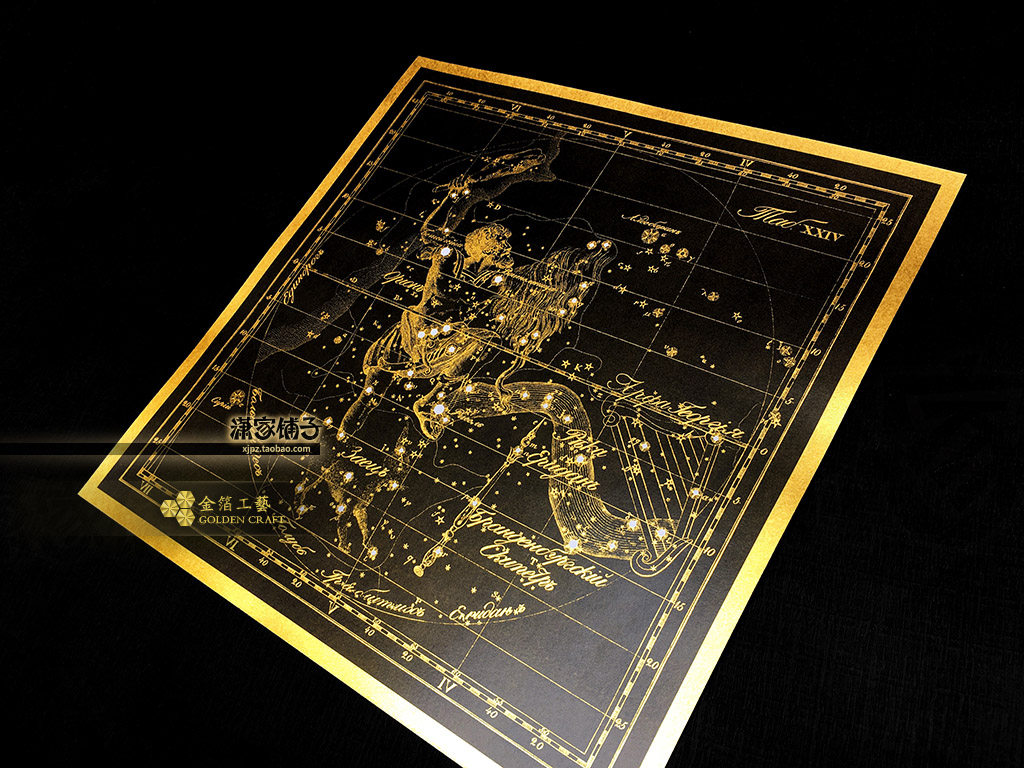 Orion Eridanus Lepus Constellation ins Wind Cosmic Celestial Diagram Gold Foil Poster Decorative Painting