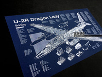 U-2R Reconnaissance Aircraft Lady Jiaolong High-altitude Reconnaissance Aircraft Structural Drawing Blueprint Hanging Poster Decorative Painting