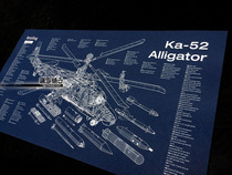 Ka-52 Card 52 Alligator Ka52 Gimmick Armed Helicopter Structural Drawing Blueprint Poster Decorative Painting