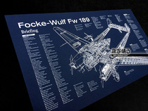 World War II German Fokker Wolf Fw 189 Owl Armed Reconnaissance Aircraft Structural Blueprint Poster Decorative Painting