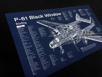 World War II U.S. Army P-61 Night Heavy Fighter Structural Drawing Blueprint Hanging Poster Decorative Painting