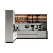 Quanyou Whole House Customized Integrated Kitchen Cabinets Small Apartment Stove Cupboards Integrated Quartz Stone Countertop Storage Cabinets