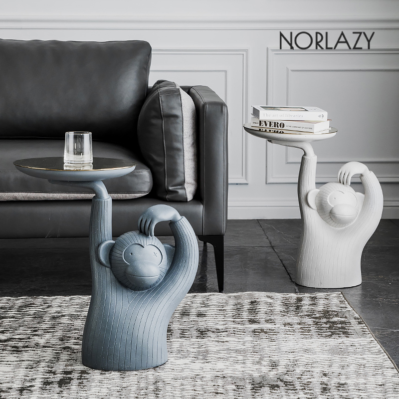 Lazy space designer sofa side few Nordic light luxury creative monkey coffee table small apartment simple cement corner table