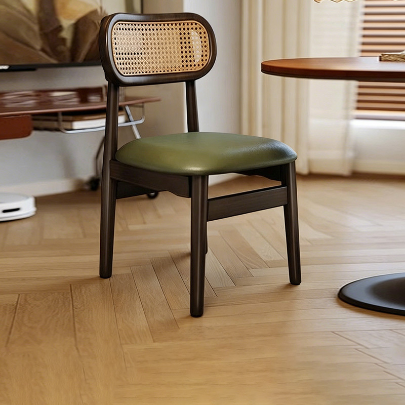 Vintage Dining Chair, Eye-Shaped Chair, Home-Use Rattan Chair, Wabi-Sabi Style Woven Rattan Backrest Chair, Solid Wood Rattan Chair, Dining Table Stool Vintage Dining Chair, Eye-Shaped Chair, Home-Use Rattan Chair, Wabi-Sabi Style Woven Rattan Backrest Chair, Solid Wood Rattan Chair, Dining Table Stool