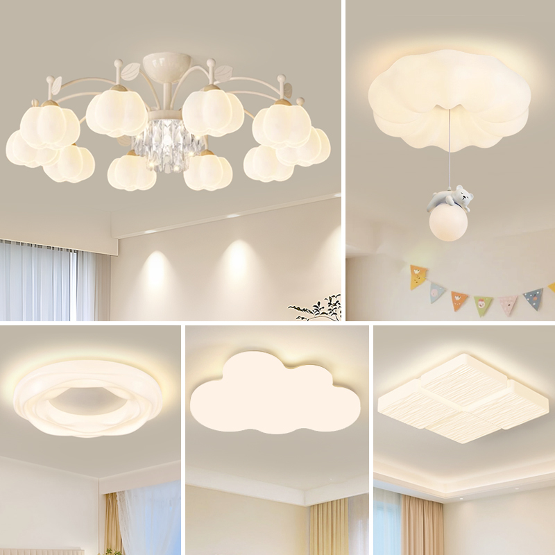 Living Room Chandelier in Cream Style, Cotton-Style Main Light for the Hall, French-Style, Simple and Modern New Model, Zhongshan Lighting Set