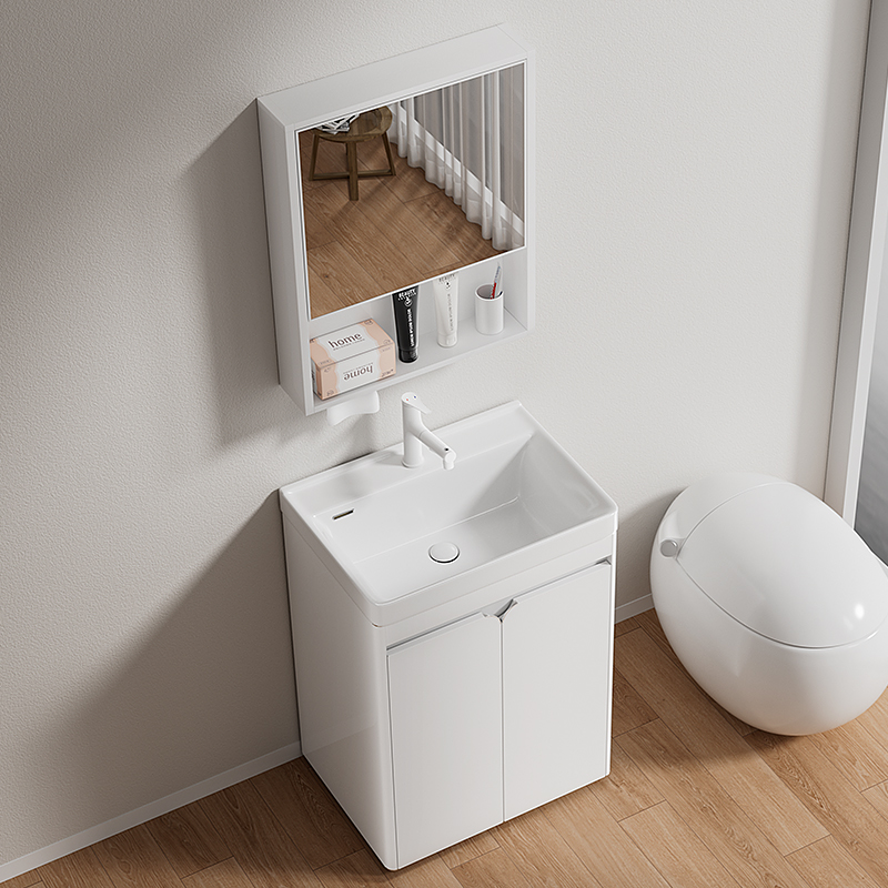 家居升级必备：不锈钢浴室柜+陶瓷一体盆+扫地机器人基站，打造完美浴室新体验🌟