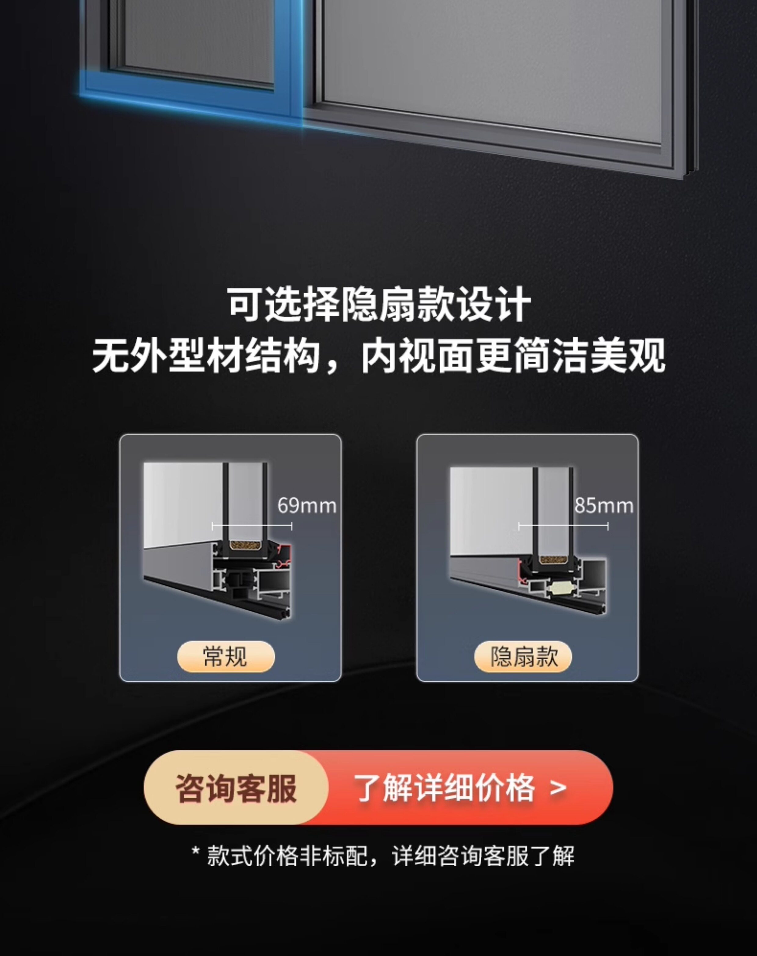 Оконные системы  皇派门窗 安纳西105双内开窗 隔音落地窗户定制 断桥铝门窗封阳台