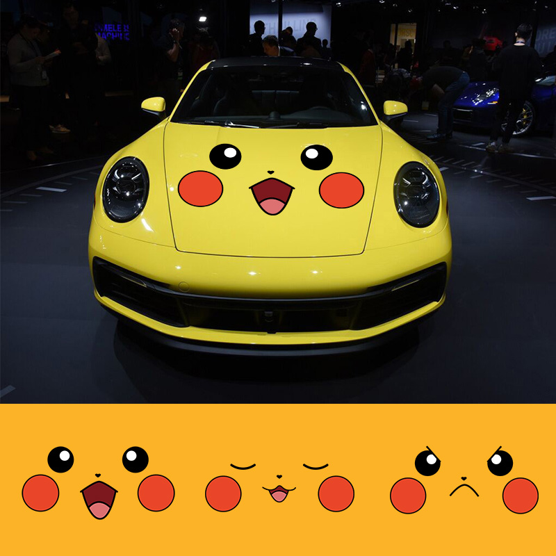 Car stickers Pikachu car stickers personality creative shaking sound net red stickers Car head cover engine hood decoration
