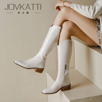 High - cylinder knight boots in spring with boots in 2023 new white v mouth coarse and long boots