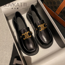 Jovkatti Triumph Menleau Shoes Black Round Head Single Shoes Rough Heels Rough Inn Small Shoes
