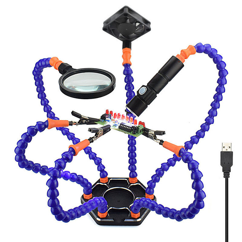 Six-claw multi-function aluminum alloy model aircraft accessories FPV6 claw electric soldering iron welding station bracket connected to universal auxiliary clip tool