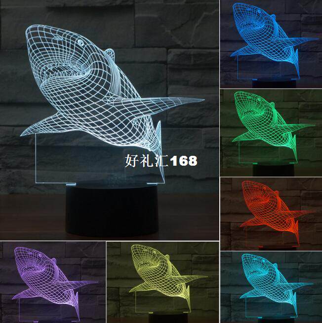 Shark LED Table lamp 3D Touch Control Night Light 7 Colors C