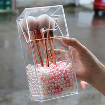 Acrylic makeup brush bucket beauty brush bucket eyebrow pencil storage bucket cosmetics storage box transparent dustproof with lid