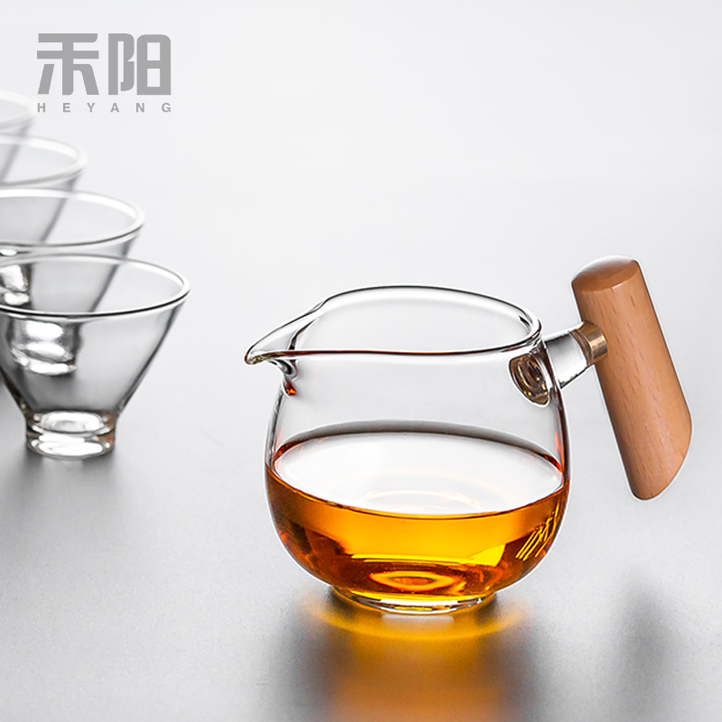 The grain YangMu fair manual heat - resistant glass tea cup points is thickening glass tea tea set fittings of Japanese tea taking