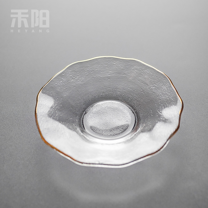 Send Yang glass cup mat circular sample tea cup pad insulation pad butterfly saucer kung fu tea tea tea accessories