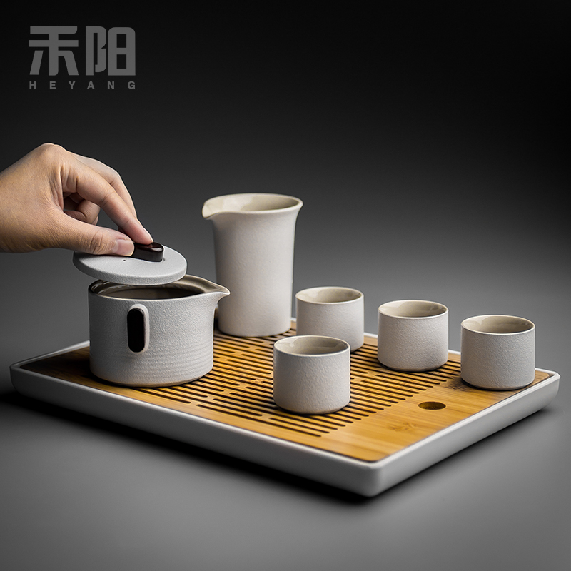 Send Yang contracted kung fu tea set a visitor office small ceramic tea set Japanese tea tea tray household