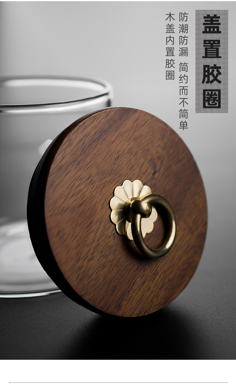 Send Yang acacia wood glass caddy fixings portable sealed as cans of storage tank is transparent small POTS of tea warehouse storage tanks