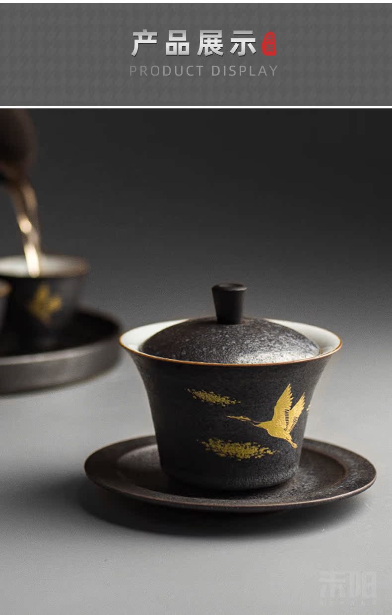 Send Yang vintage silver spot glaze tureen kung fu tea tea ware cups from running Jin Sancai home make tea cup large bowl