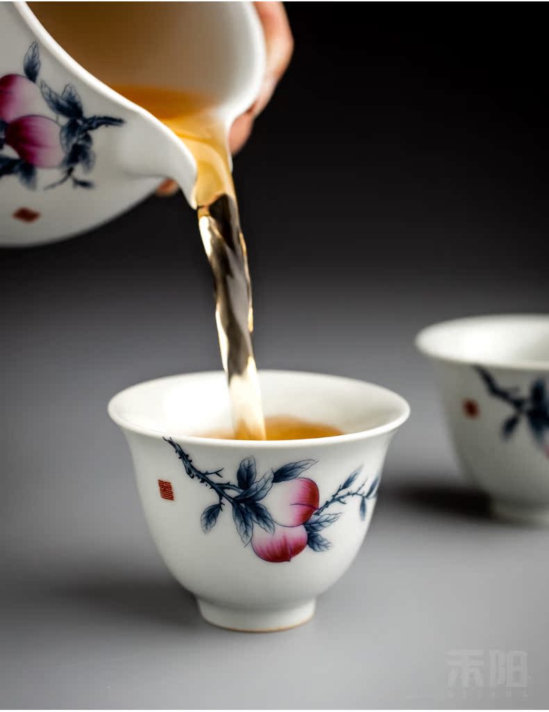 Send Yang ceramic cups single cup tea bowl sample tea cup Chinese style restoring ancient ways your up peach master kung fu tea cups