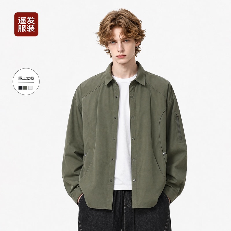 Yaofa Clothing Patchwork Tailoring Heavy-Duty Short Wide Jacket Shirt-Style Coat Autumn New Men's Casual Jacket 8611