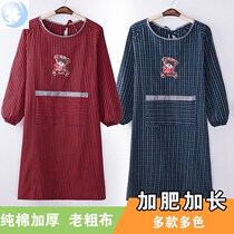 Multifunctional plant apron cotton good-looking little apron plus fat and large long sleeves pure old coarse cloth winter Plus