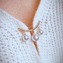 Clothes hem knotting artifact anti-light brooch collar simple pearl crystal pin atmospheric high-grade fixed