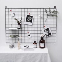 Net red plaid Wall Nordic ins Wind grid photo wall decoration photo frame hanging iron frame clip bedroom Lodge