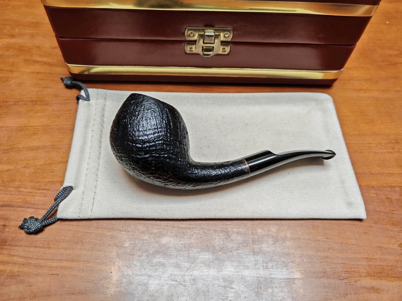 2022 Collector's Edition Jefferson Handmade Briar Wood Pipe, Water Ripple River Fish Long Stem Bent Pipe