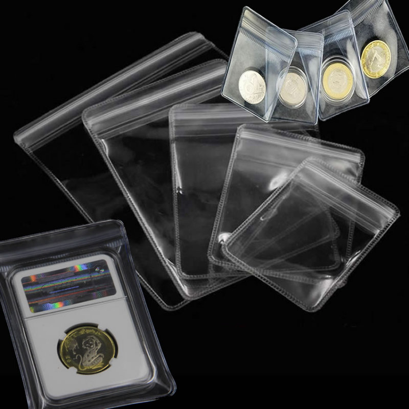 High-Definition Transparent Thickened Silver Coin Protective Bag, Self-Sealing Bag, Grading Box, Panda Coin, Year of the Ox Zodiac Coin, Jewelry Pvc Anti-Oxidation Collection Bag, Wuyishan Coin Self-Sealing Bag