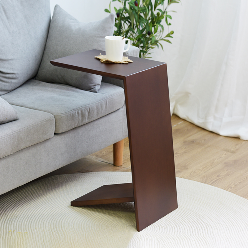 Solid wood U-shaped sofa side table small apartment corner table creative C-shaped bedside table tatami rack living room coffee table