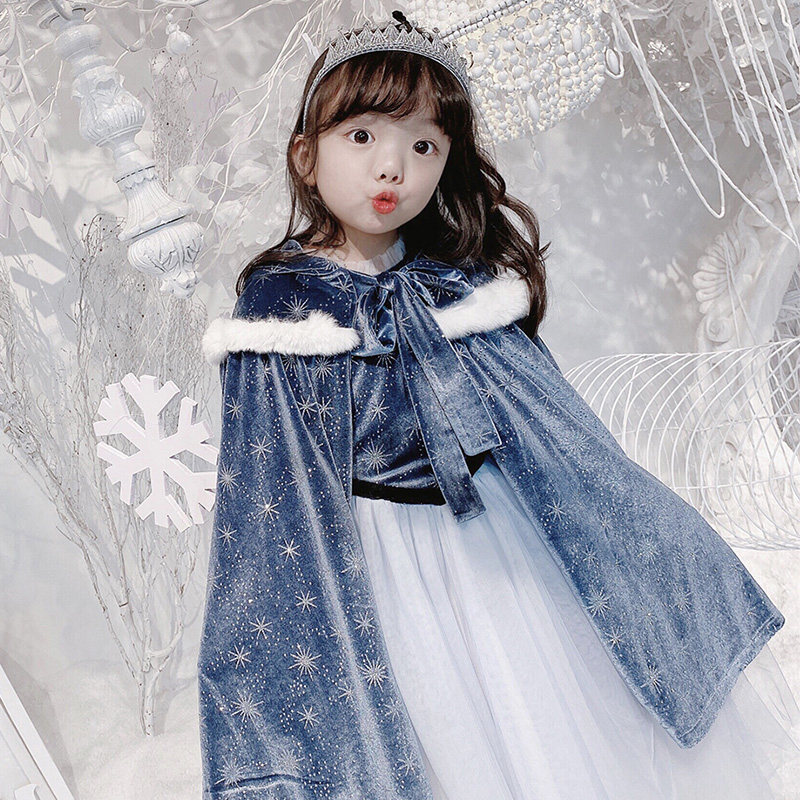 Frozen Aisha princess skirt fluffy girl velvet dress children's clothing Western style Aisha children's autumn and winter clothes
