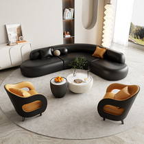 Light luxury small apartment living room corner sofa hotel lobby shop rest area curved reception sofa combination simple