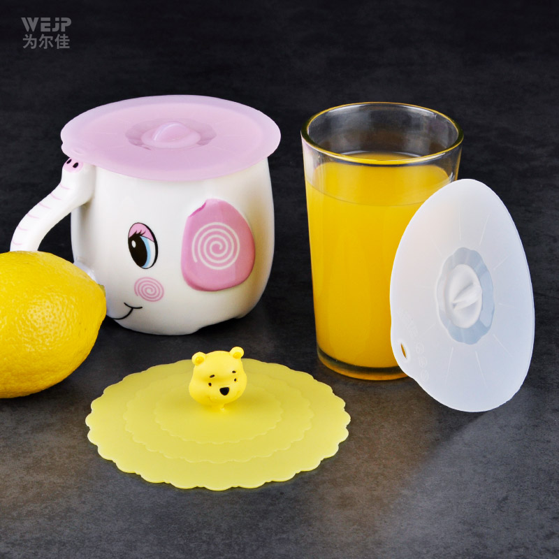 Food grade non-toxic silicone cup lid heat-resistant cartoon ceramic Mark cup lid tea cup lid rubber dust-proof cup lid