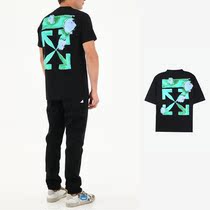 OFF WHITE Green painted paint arrow T-shirt positive code OMAA119F21-JER014