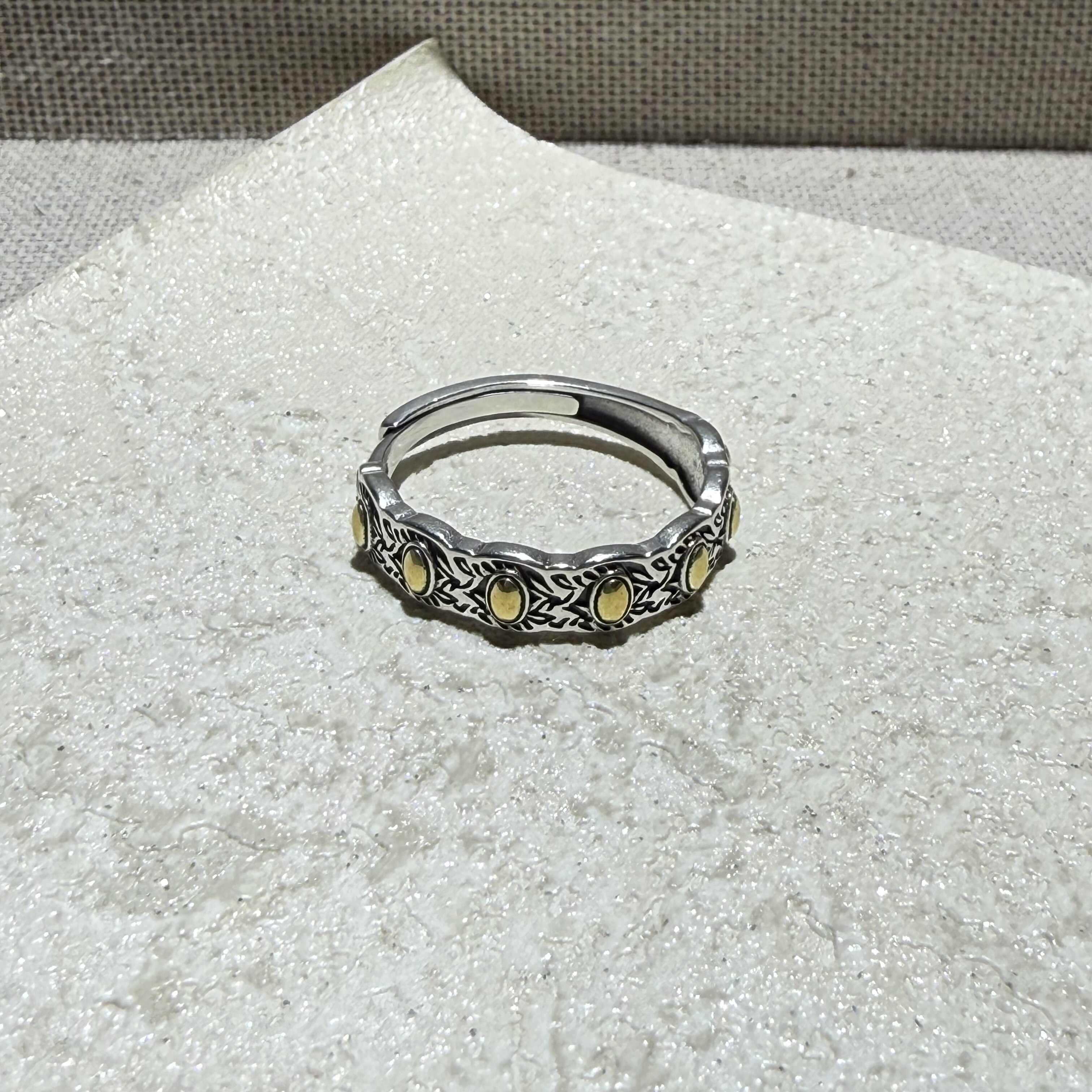 Sterling silver 925 silver lucky seven grains of rice retro pattern oval silver ring opening exquisite design ring gift