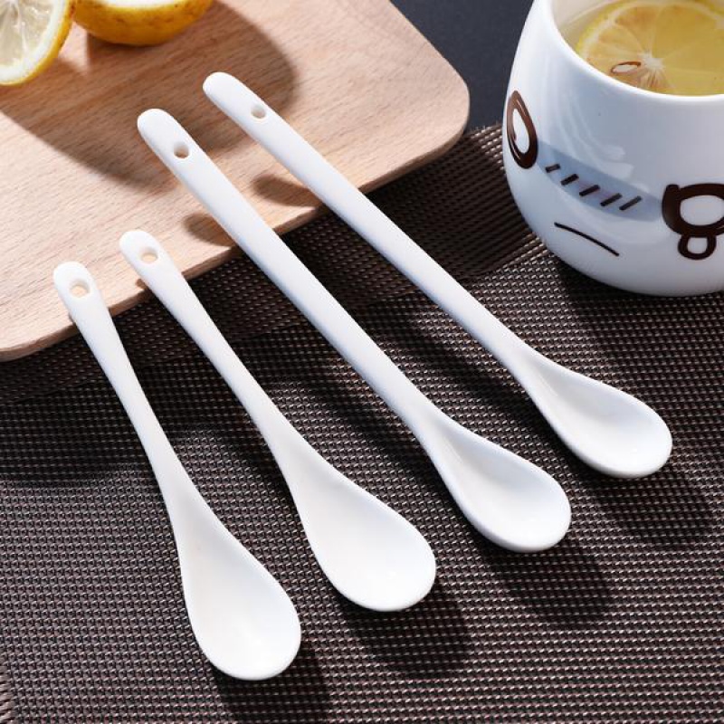 Small coffee spoon stirring spoon ceramic short shank run Chinese long - handled smoothies mixing spoon, dessert spoon ceramic spoon