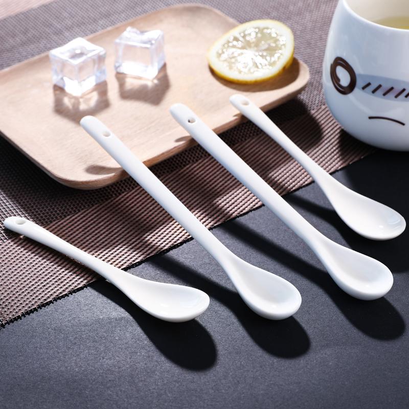 Small coffee spoon stirring spoon ceramic short shank run Chinese long - handled smoothies mixing spoon, dessert spoon ceramic spoon