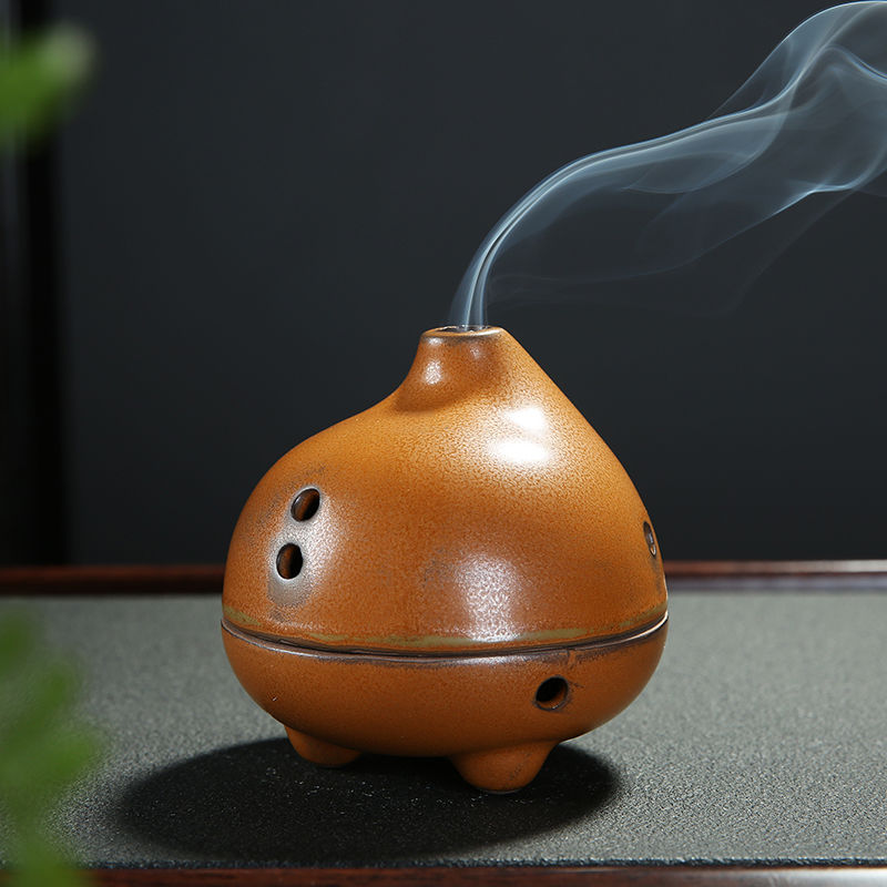 Ceramic incense burner Household living room bedroom Antique indoor sandalwood stove Agarwood Wormwood Buddha Hall for Buddha Tea Ceremony incense burner