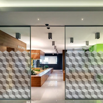 Customize transparent electrostatic glass Anti-collision UV printing Cling Film Shops Mountain Range Curve Office Cubes