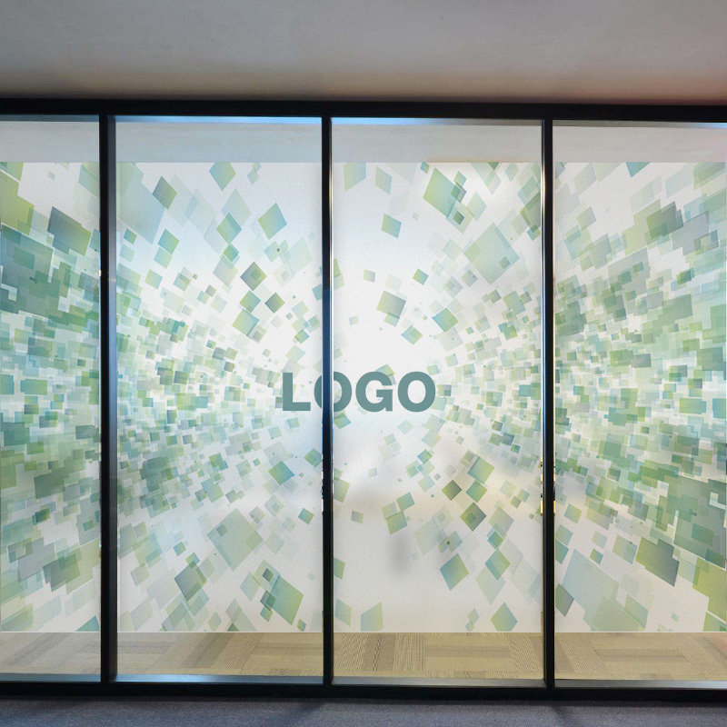 Custom Static Glass Stickers Geometric Line Company Meeting Room Office Frosted Glued Glass Film stores
