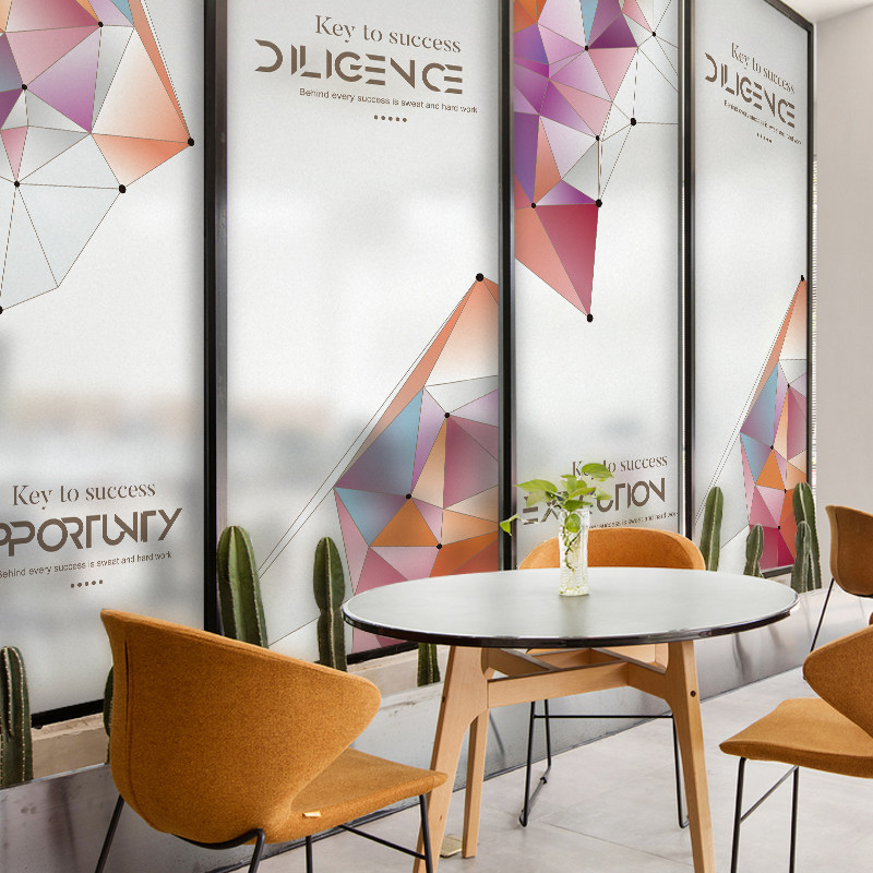 Line Beauty Customizable Business Glass Cling Film Company Decorative Glass Stickers Electrostatic Frosted Stylish Glass Sticker