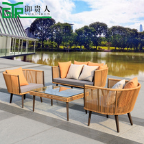 Home Comfort Outdoor Sofa Patio Garden Vine Sofa Terrace Rattan Chairs Sofa Waterproof furniture Casual Rattan sofa