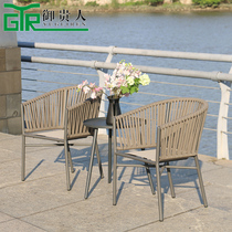 Migui Outdoor Balcony Small Tea Table Table And Chairs Three Sets Outdoor Casual Rattan Chairs Modern Minima Folk Juku High-end Chair