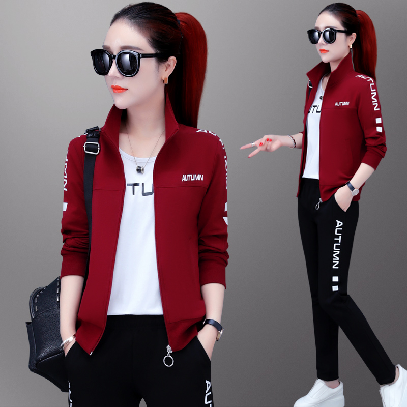 Sports Suit Women 2021 New Spring Autumn Fashion Casual Loose Big Size 361 Sportswear Three Sets Running Suit