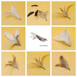 Natural Feather Telescopic Cat Teasing Stick Replacement Head Bite-Resistant Kitten Toy with Bell to Relieve Boredom Cat Supplies