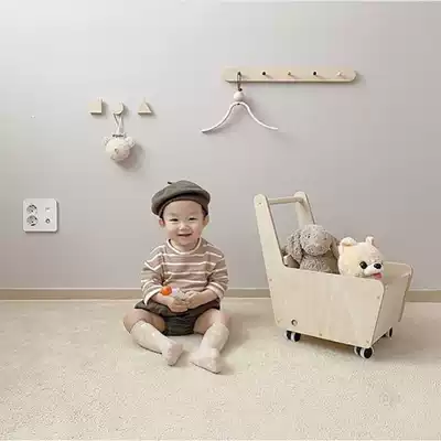 ins Wind children's room decoration adhesive hook Korean version of simple wind Birch wooden board baby room hanging hook photography props