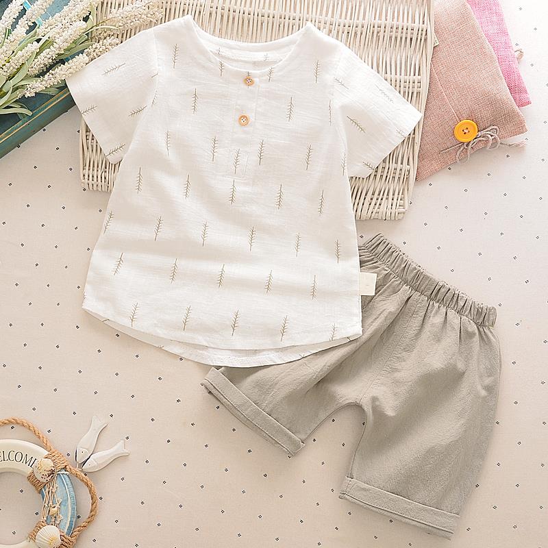 Bé trai Summer Set 2 chàng trai mùa hè Suit Handsome sọc -6-Year-Old Boy Vest Quần soóc trẻ em.