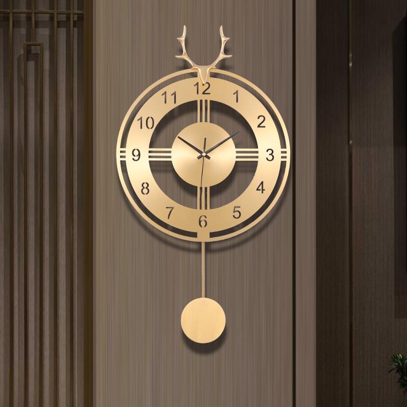 New Chinese style Chinese wind and watch mute table living room pure copper hanging bell high-end villa Xuanguan decorated round deer head bell