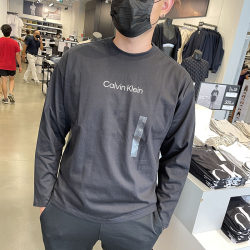 CK Calvin Klein Spring and Autumn Men's Casual Small Label LOGO Round Neck Long Sleeve T-Shirt Outerwear Bottoming Shirt Pure Cotton